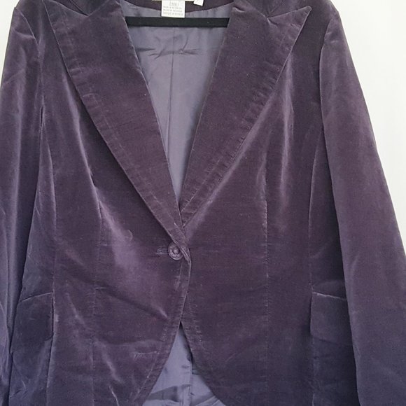 NINE WEST Jacket Sz 18W Purple Velvet One Button Cutaway Style Lined - Picture 3 of 7